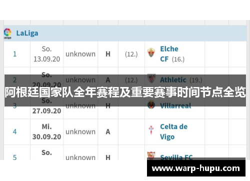 阿根廷国家队全年赛程及重要赛事时间节点全览